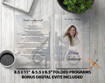 Womens Motorcycle Angel Canva Funeral Template