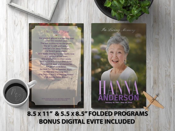 Gardener Funeral Program Bundle | Floral Memorial Service & Digital Tribute
