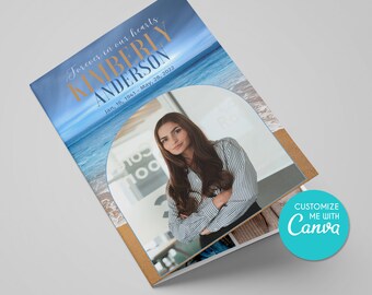 Funeral Program Template, Beach Wave memorial brochure, Obituary Template, Order of Service, Funeral Announcement, Celebration of life