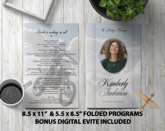 Dirt Bike Angel Funeral Program Template Memorial Announcement, Obituary Flyer, Celebration of Life Magazine, 5.5x8.5 & 8.5x11 + Digital