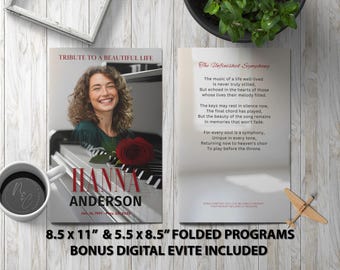 Piano Funeral Program Bundle | Musician Memorial Service & Digital Tribute