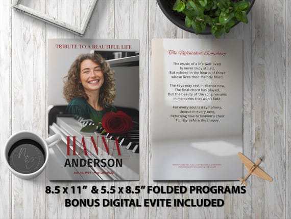 Piano Funeral Program Bundle | Musician Memorial Service & Digital Tribute
