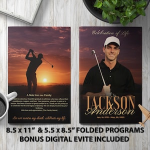 Golfer Funeral Program Bundle | Golf Silhouette Memorial | The Final Round Tribute