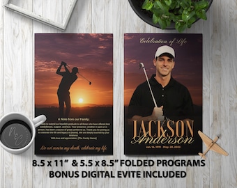 Golfer Funeral Program Bundle | Golf Silhouette Memorial | The Final Round Tribute