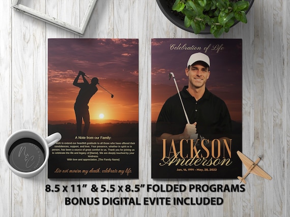 Golfer Funeral Program Bundle | Golf Silhouette Memorial | The Final Round Tribute