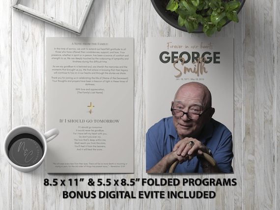 Customizable Minimalist Funeral Program Template | Editable Memorial Program | Any Color | Digital Download for Celebration of Life