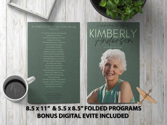 Sage Funeral Program Template Memorial | Editable Memorial Program | Digital Download for Celebration of Life