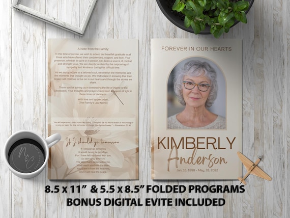 Graceful Dragonfly Funeral Program Template for a Peaceful Celebration of Life • Elegant Memorial Brochure Design | Noted & Charmed