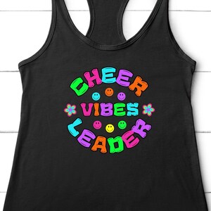 Cheer Leader Vibes Neon Slim Racerback Tank, Cheer Team Tank, Cheer Camp Tanks, Cheer Spirit Tank Tops, Cheerleader Tshirts, Neon Cheer Tops