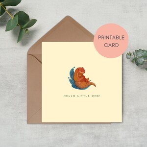Tarjeta de bebé nueva nutria marina imprimible / Recién nacido / Hola pequeño / Ilustración animal / Descarga instantánea / Imprimir en casa / PDF JPG