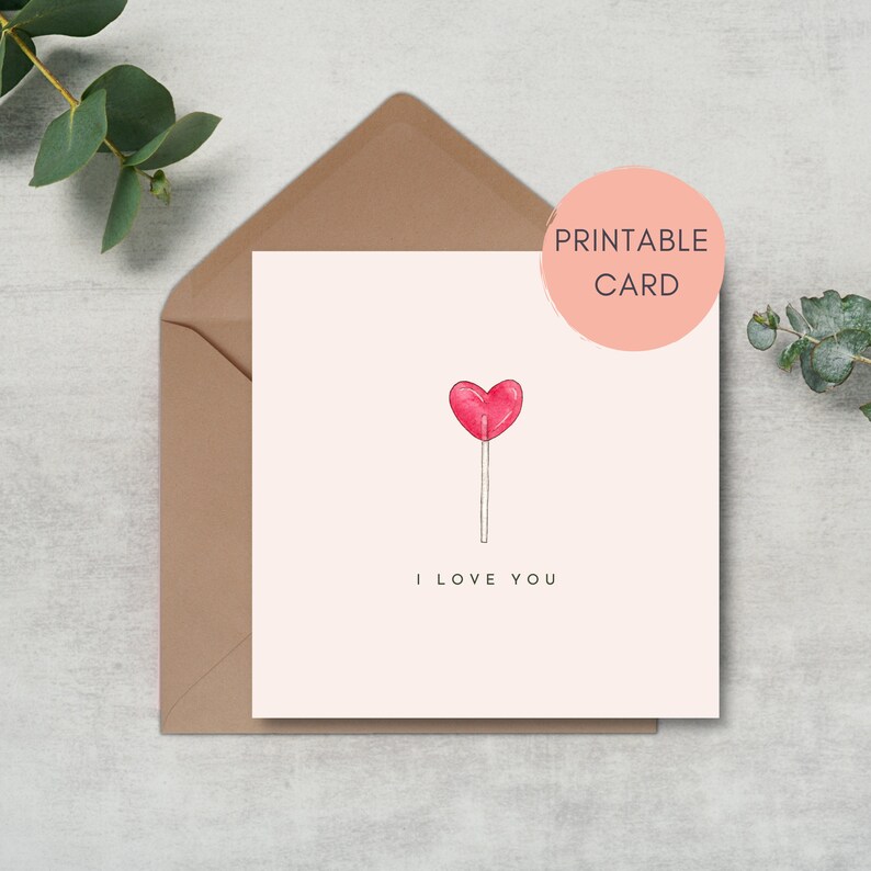 Printable I Love You Card | Heart Card | Anniversary | Romantic | Minimal | Instant Download ...