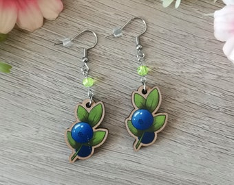 Wooden Blueberry Earrings