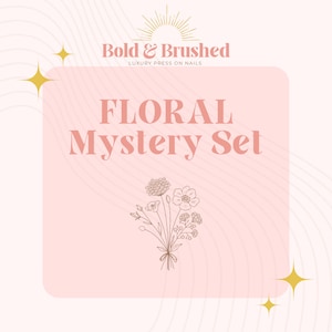Floral Mystery Design Set, Custom Nail Art, Luxury Hand Painted Press On Nail Enhancement.