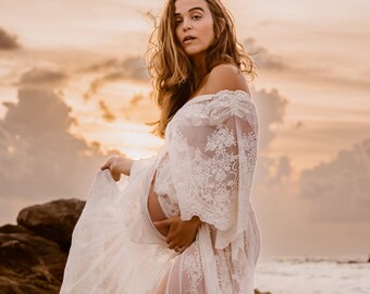 Chiara Women's Boho Dress | Lace Vintage Dress For The  Maternity Session | Photo Props | Pregnancy Photo Shoot