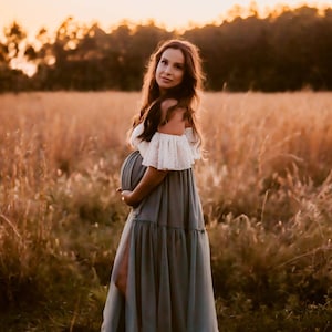 Lara Women's Boho Two-Pieces Set | Tulle Vintage Top and Skirt | Maternity Session | Pregnancy Photo Shoot