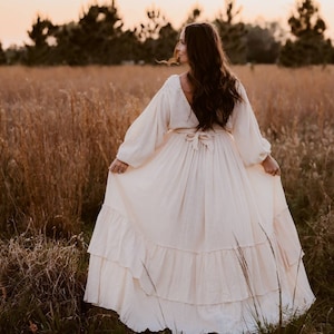 Josephine Boho-jurk voor dames Mousseline vintage jurk Kleed je voor de sessie Zwangerschapsjurk Foto rekwisieten Jurk voor zwangerschap fotoshoot afbeelding 1