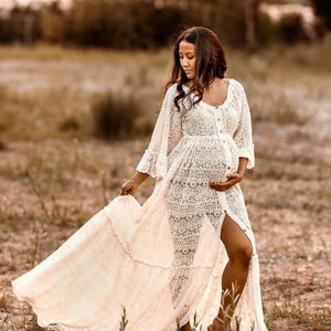 Penelope Boho Dress for Women | Vintage Lace Maternity Dress | Photo Props | Pregnancy Photoshoot