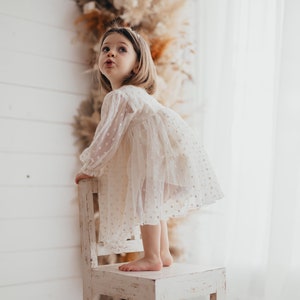 Mercedes Girls Boho Dress | Tulle & Muslin Vintage Dresses For Children | Bohemian Natural Clothing | Kids Little Retro Fashion