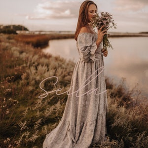 Ingrid Women&#39;s Boho Dress | Muslin Vintage Dress For The Maternity Session | Photo Props | Pregnancy Photo Shoot
