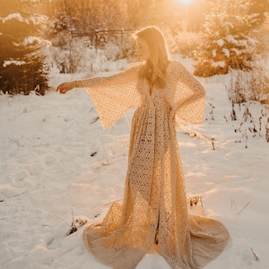 Isabella Frauen Boho-Kleid | Vintage Spitzenkleid für Die Schwangerschaft- Session | Fotorequisiten | Schwangerschaft Fotoshooting