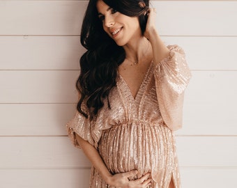 Audrey Elegant Women's  Dress | Vintage Sequin Dress For The  Maternity Session | Photo Props | Pregnancy Photo Shoot