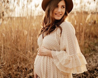 Stephanie Women's Boho Dress | Lace Vintage Dress For The  Maternity Session | Photo Props | Pregnancy Photo Shoot