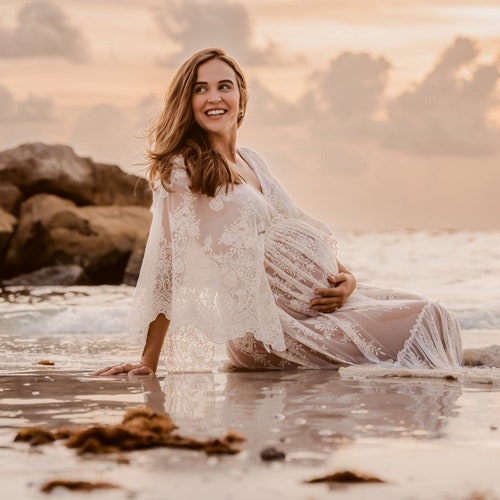 Chiara Women's Boho Dress | Lace Vintage Dress For The  Maternity Session | Photo Props | Pregnancy Photo Shoot