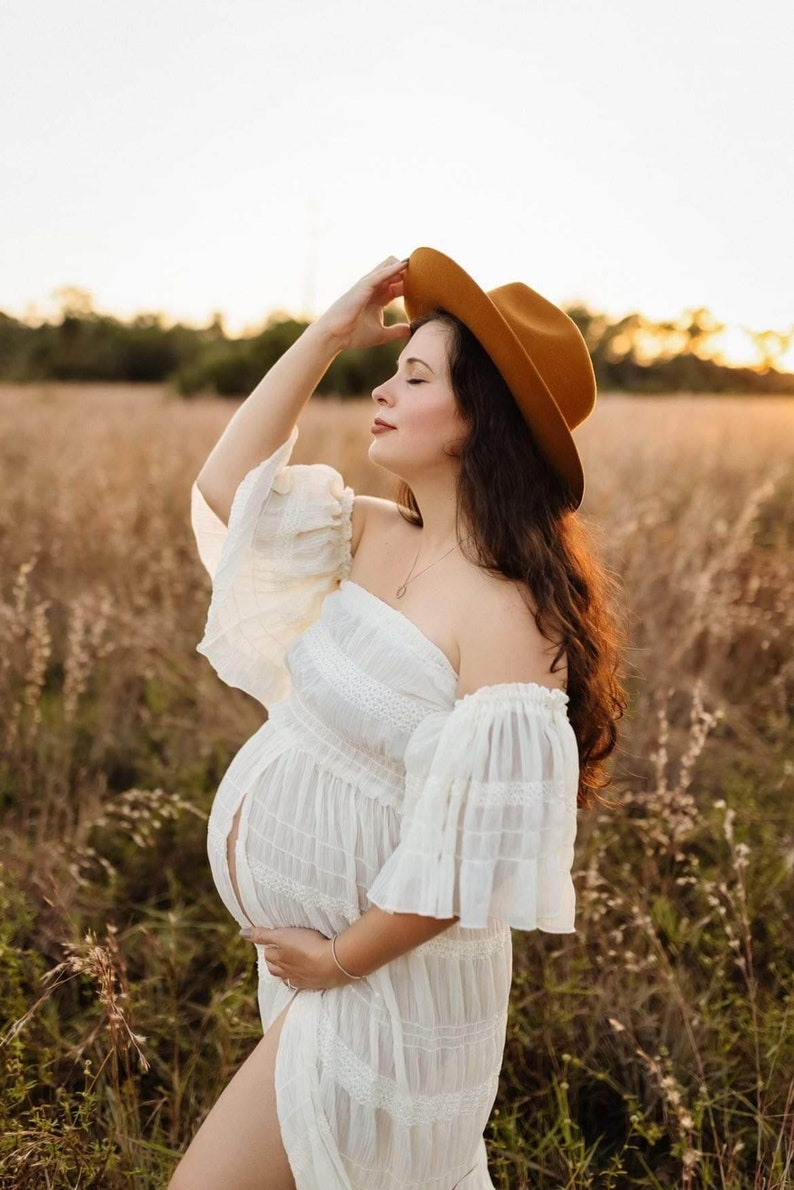 Vestido Boho o Conjunto de Dos Piezas Celine para Mujer / Vestido Batista Vintage o Top y Falda / Sesión de Maternidad / Sesión de Fotos de Embarazo imagen 7