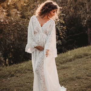 Selena Women's Boho Dress | Vintage Lace Dress na sesję zdjęciową ciążową | Rekwizyty do zdjęć | Sesja zdjęciowa ciążowa
