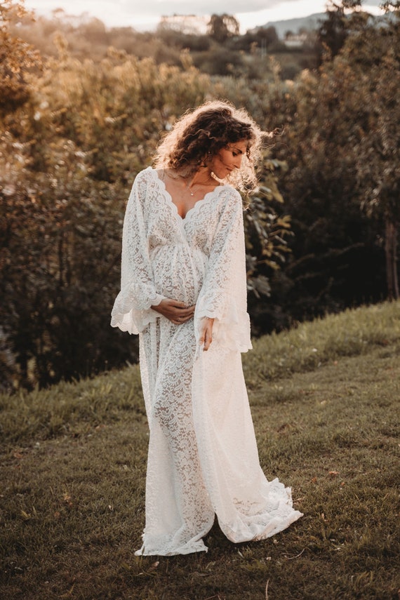 Selena Women's Boho Dress | Vintage Lace Dress for Maternity Photoshoot |  Photo Props | Pregnancy Photoshoot - Etsy