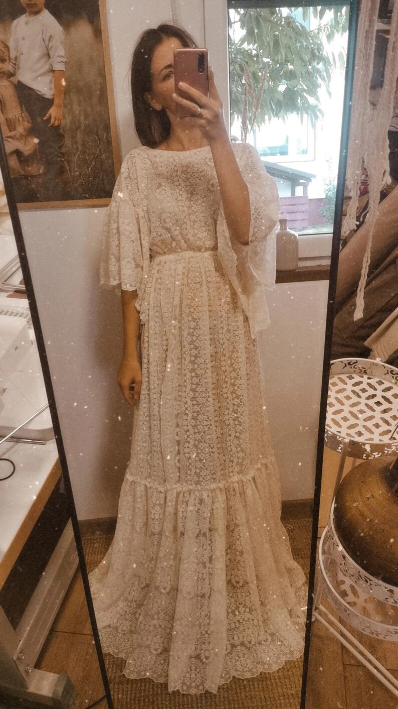 Sukienka Boho damska Grace / Koronkowa sukienka w stylu vintage na sesję ciążową / Rekwizyty do zdjęć / Sesja zdjęciowa w ciąży imagen 7