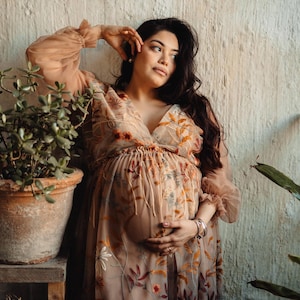 Sukienka Bette Boho dla kobiet | Sukienka vintage z tiulu na sesję ciążową | Rekwizyty do zdjęć | Sesja zdjęciowa ciążowa