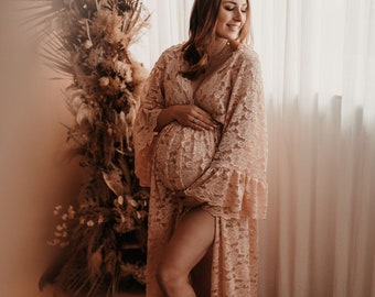 Robe bohème Elise pour femmes | Robe vintage en dentelle pour la séance grossesse | Accessoires photo | Séance photo de grossesse