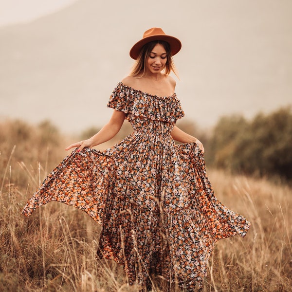 Abito Boho da donna Dalia / Abito vintage floreale per la sessione di maternità / Accessori fotografici / Servizio fotografico di gravidanza