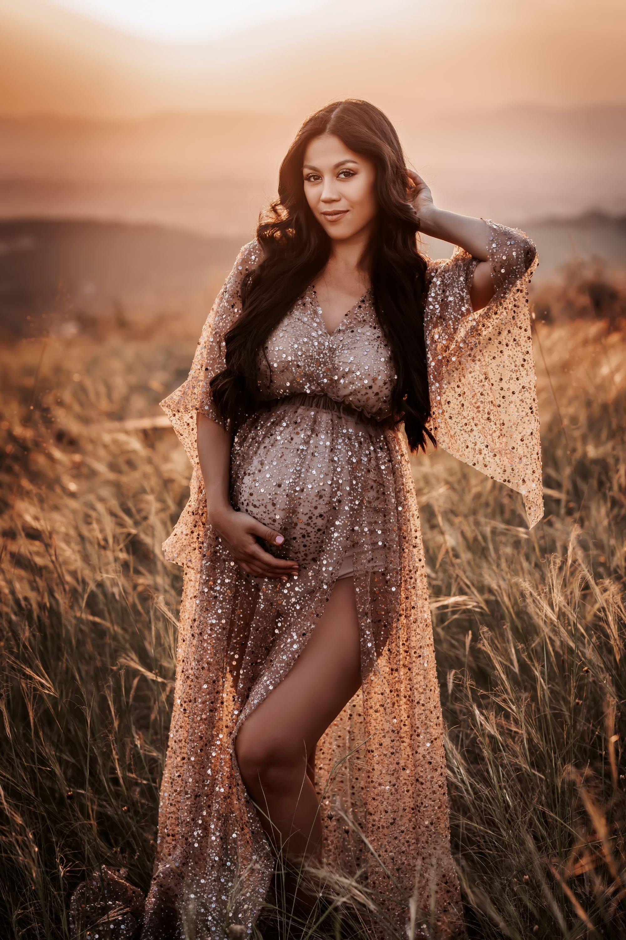 - Boho Props Dress Session Decorated Maternity Nicole Etsy Photo Photo Women\'s the Vintage Tulle for Shoot Pregnancy Dress