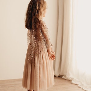 Little Chloe Girls Boho Dress Tulle & Sequins Vintage Dresses For Children Bohemian Natural Clothing Kids Little Retro Fashion image 4