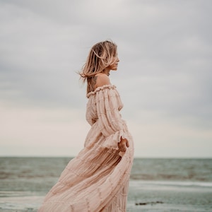 Victoria Women's Boho Two-Pieces Set| Batiste Vintage Top And Skirt For The Maternity Session | Photo Props | Pregnancy Photo Shoot