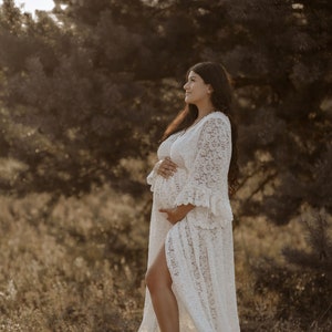 Selena Women&#39;s Boho Dress | Vintage Lace Dress for Maternity Photoshoot | Photo Props | Pregnancy Photoshoot