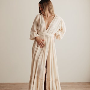 Josephine Damen Boho-Kleid Musselin Vintage Kleid Kleid für die Sitzung Umstandskleid Photo Props Kleid für die Schwangerschaft Fotoshooting vanilla