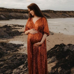 Audrey Elegant Women's  Dress | Vintage Sequin Dress For The  Maternity Session | Photo Props | Pregnancy Photo Shoot