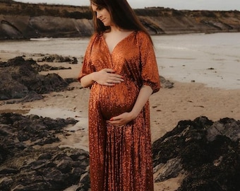 Robe élégante Audrey pour femme | Robe vintage à sequins pour la séance grossesse | Accessoires photo | Séance photo de grossesse