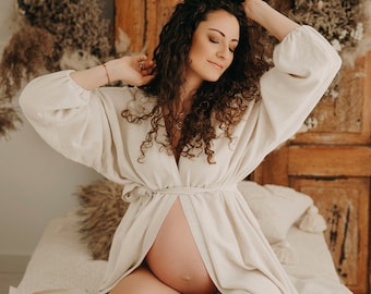 Robe bohème Mayumi pour femmes | Robe vintage en lin pour la séance grossesse | Accessoires photo | Séance photo de grossesse