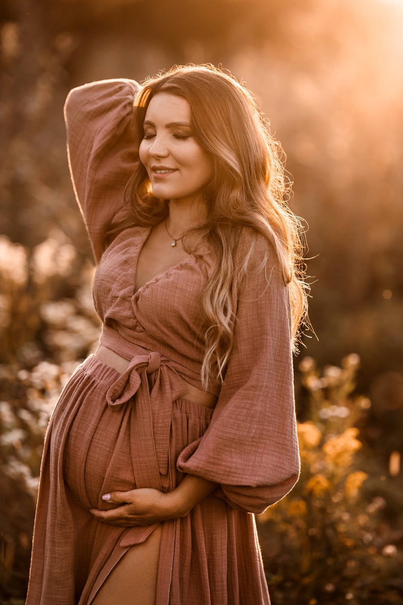 Vestido boho de dos piezas para mujer de Naomi / Top y falda vintage de muselina / Vestido para la sesión de maternidad / Accesorios fotográficos / Sesión de fotos de embarazo imagen 7