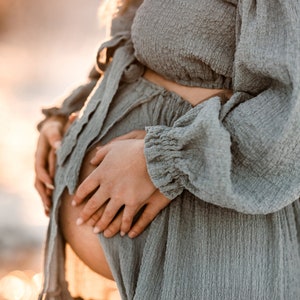 Vera Boho-tweedelige damesjurk Vintage top en rok Kleed je voor de zwangerschapssessie Foto rekwisieten Zwangerschapsfotoshoot afbeelding 6