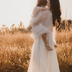 Damska sukienka Boho Chloe Zdobiona tiulowa sukienka w stylu vintage na sesję ciążową Rekwizyty do zdjęć Sesja zdjęciowa w ciąży image 3