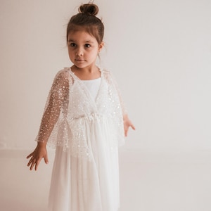 Little Chloe White Girls Boho Dress Tulle & Sequins Vintage Dresses For Children Bohemian Natural Clothing Kids Little Retro Fashion 画像 5