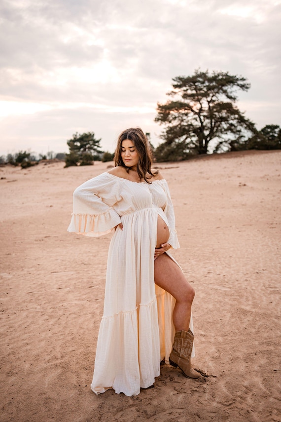 off the shoulder boho maternity dress D&J Women's Two Pieces Outfits Off Shoulder Crop Top and Skirt Set Boho  Baby Shower Maxi Dress Photography (Beige) at Amazon Women's Clothing store