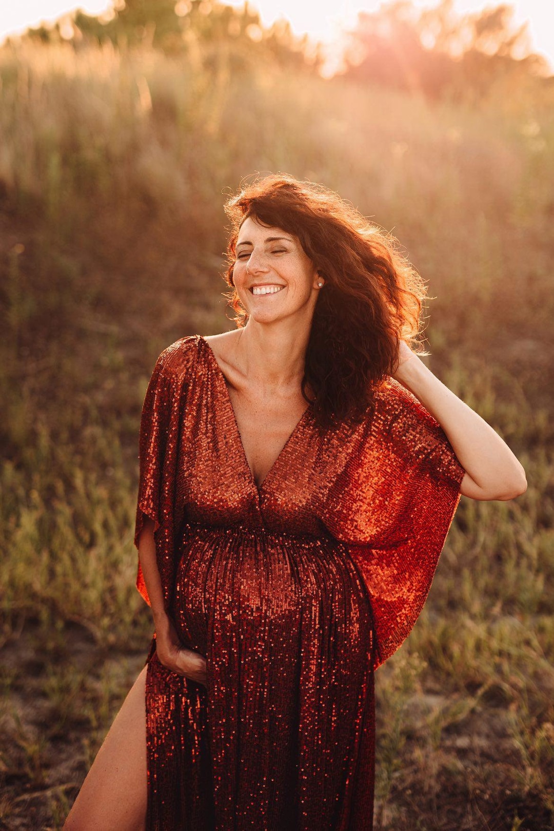 Buy Tina Elegant Women's Dress Vintage Sequin Dress for the Maternity  Session Photo Props Pregnancy Photo Shoot Online in India