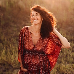 Tina Elegant Women&#39;s  Dress | Vintage Sequin Dress For The  Maternity Session | Photo Props | Pregnancy Photo Shoot