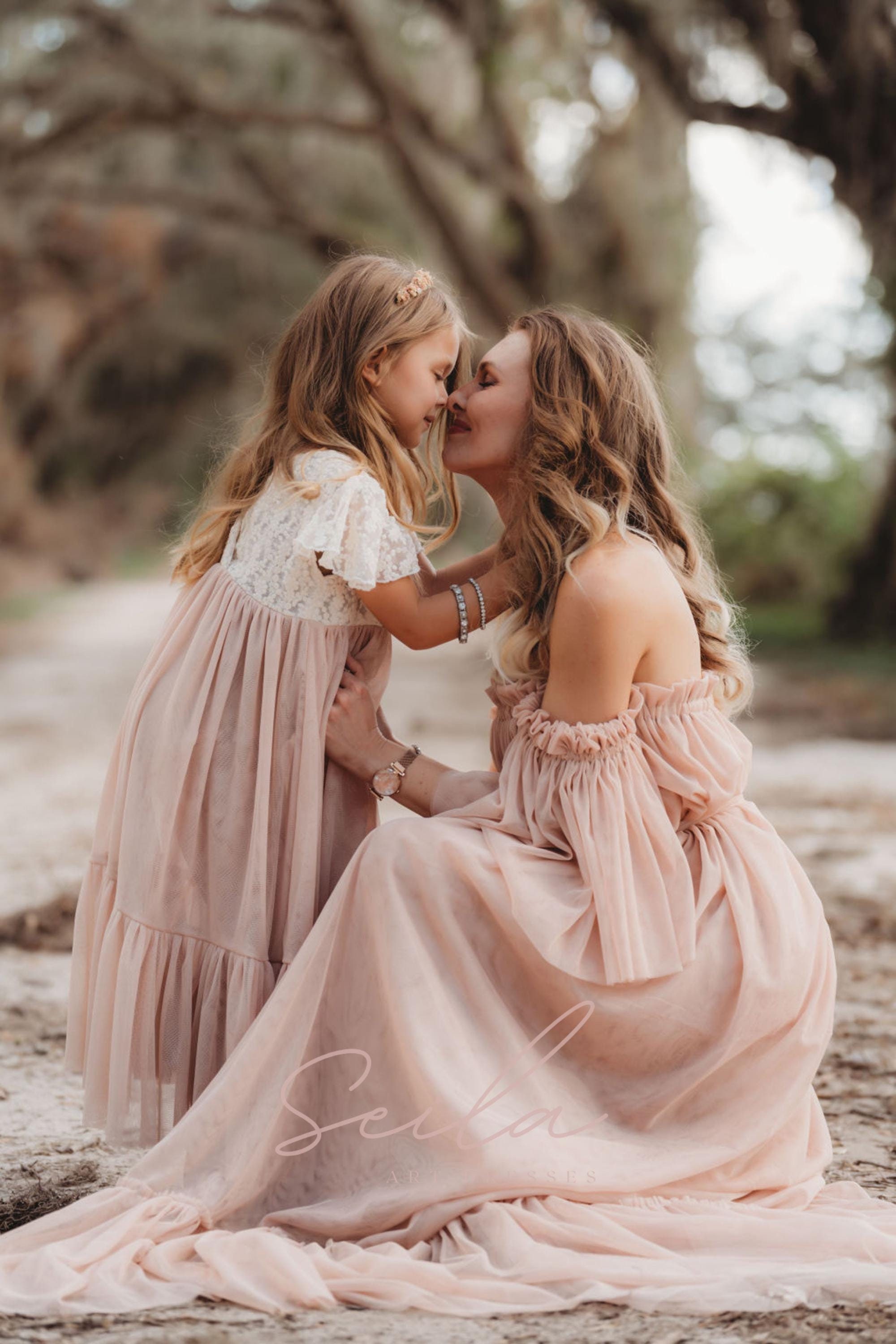 Caroline Women's Boho Dress | Tulle Vintage Dress For The  Maternity Session | Photo Props | Pregnancy Photo Shoot